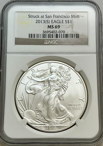 2013(S) American Silver Eagle Struck at San Francisco Mint NGC MS 69
