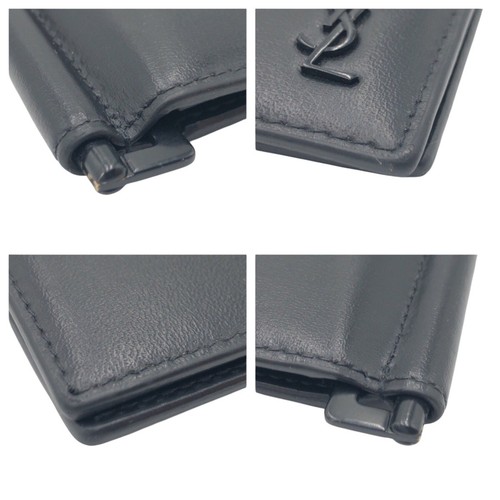 YVES SAINT LAURENT Portefeuille Pliable Porte-Billets Pince à 2024 Monnaie Portefeuille Compact Noir