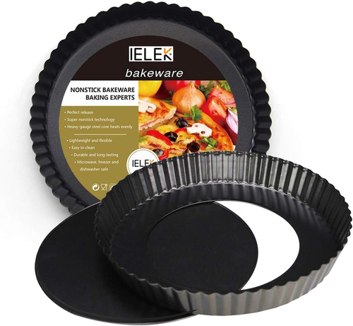 IELEK 12 Inch Non-Stick Tart Quiche Flan Pan Molds Round Removable Loose Bottom  - Bild 1 von 12