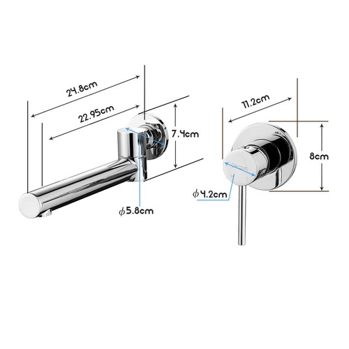 Decaura Bathroom Tap Bath Elbow Spout Wall Water Basin Bathtub Shower Mixer Taps - Picture 68 of 143