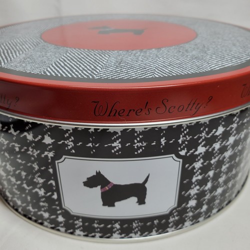 Where's Scotty Westie Terrier Dog Puppy Empty Tin Box Black White Houndstooth - Picture 3 of 9