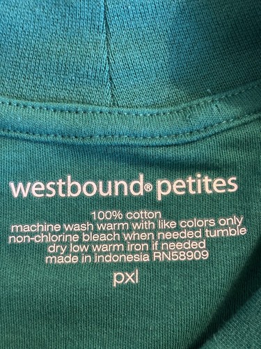 Women’s Westbound Petites Mock Neck Long Sleeve Green 100%cotton Top Size PXL - Picture 5 of 6
