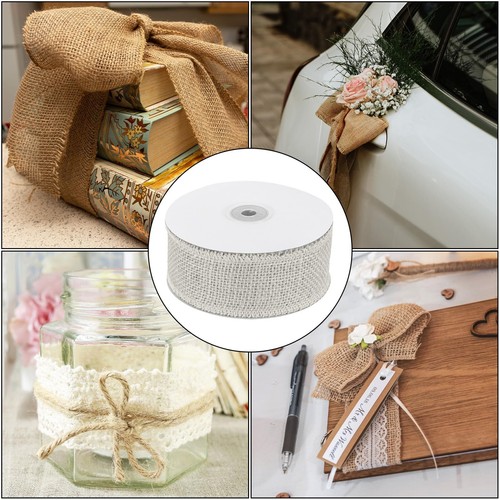2 Inch Wide 10 Yards Burlap Ribbon 2pcs Natural Jute Fabric Crafts Roll Gift ... - Picture 5 of 5