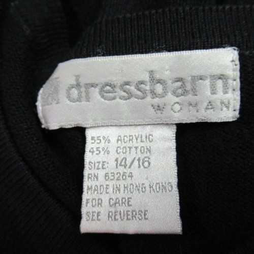 Dressbarn Cardigan Sweater Womens Size 14-16 Black Gray Pink Striped Button Mom - Picture 2 of 11