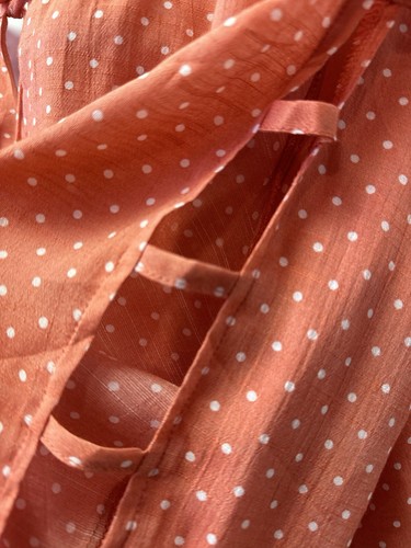 Como Blu Women's Plus Size 3X Coral Dot Peasant Blouse 3/4 Cage Sleeve NEW - Picture 10 of 15