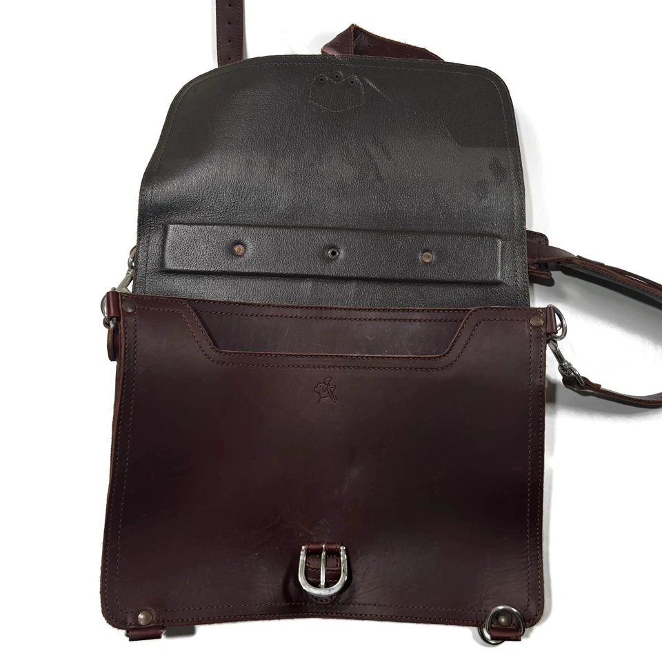Maletín delgado clásico grande de cuero con respaldo marrón café oscuro bolsa de viaje Foto 2 de 4