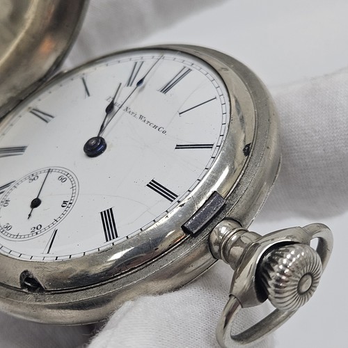 OROLOGIO da tasca uomo vintage USA National Elgin Hunter custodia Silverode meccanico - Foto 14 di 15