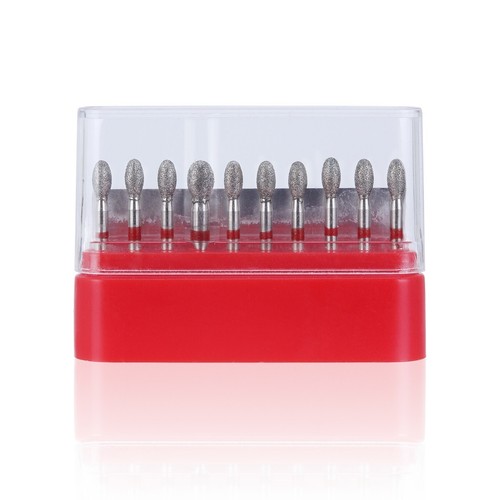 10Pcs Dental Diamond Burs FOOTBALL 379-023F FINE RED DEFEND Friction Grip - Picture 7 of 10