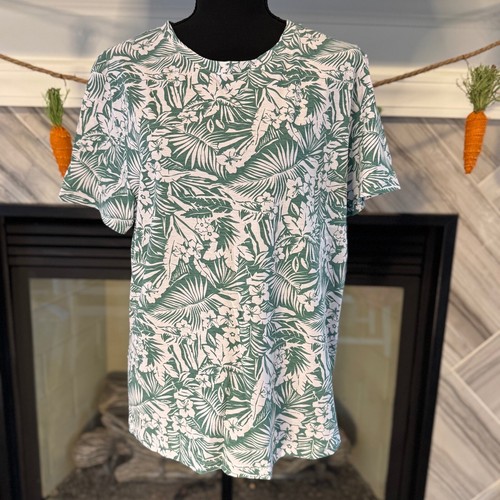 Fresh Produce T-Shirt Tropical Print grün weiß geblümt XL