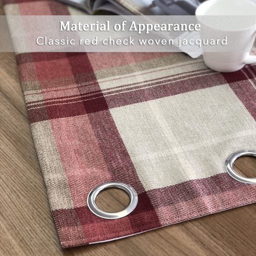 always4u Red Check Curtains Plaid Farmhouse Window Curtains Highland Woolen L... - Picture 5 of 8