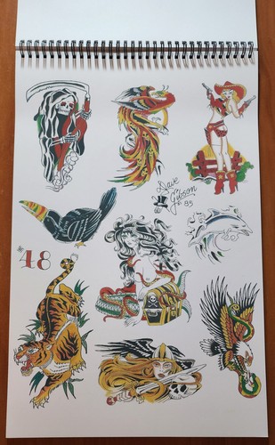 Libro flash tatuaje 27 hojas vintage tradicional Dave Gibson 11X17 1 RARO - Imagen 5 de 20