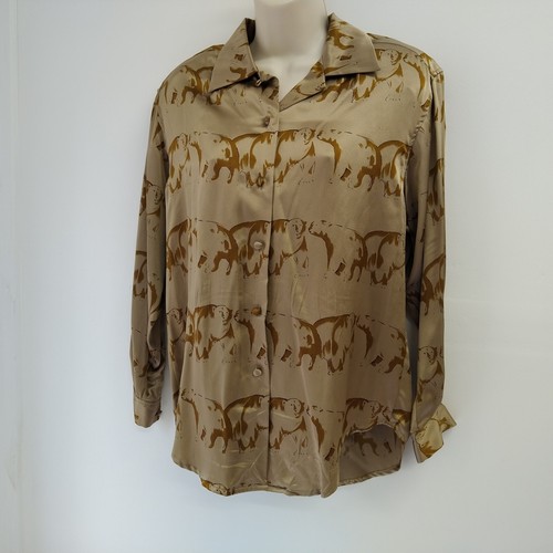 Ann May Top Womens Extra Small Brown Yellow Long Sleeve Button Casual BohoLadies - Picture 5 of 11