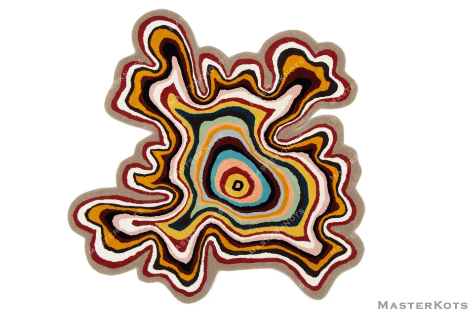 Paints Melt Multicolored Hand Tufted 100% Wool Soft Area Rug Carpet - Image 4 of 4