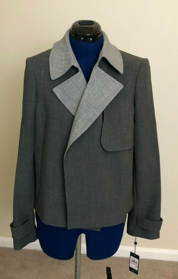 Tommy Hilfiger Womens Open Front Jacket Light & Dark Gray Size 10 NWT $129 - Image 2 of 4