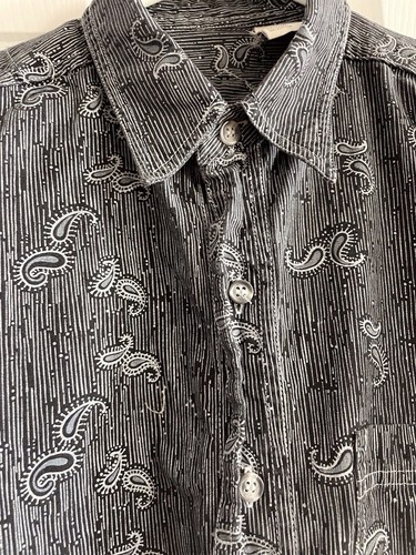 Saturdays Hemd Herren Medium Schwarz Paisley Langarm Preppy Knopfleiste - Bild 5 von 6