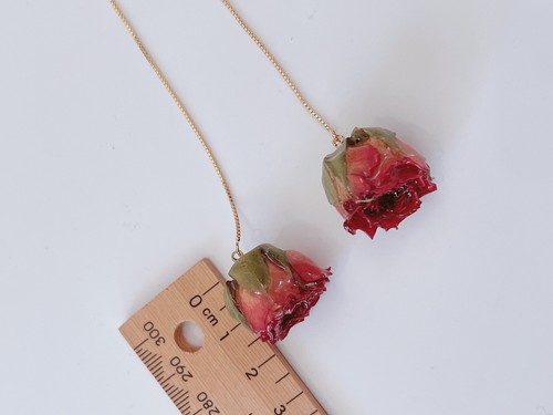 Women Handmade Rose Real Dry flower Buds Bloom Earrings Drop Dangle Gift her - Imagen 7 de 9