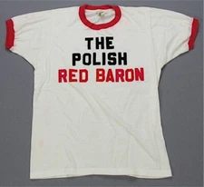 Rare VTG SCREEN STARS The Polish Red Baron T Shirt 80s German Fighter Pilot SZ L