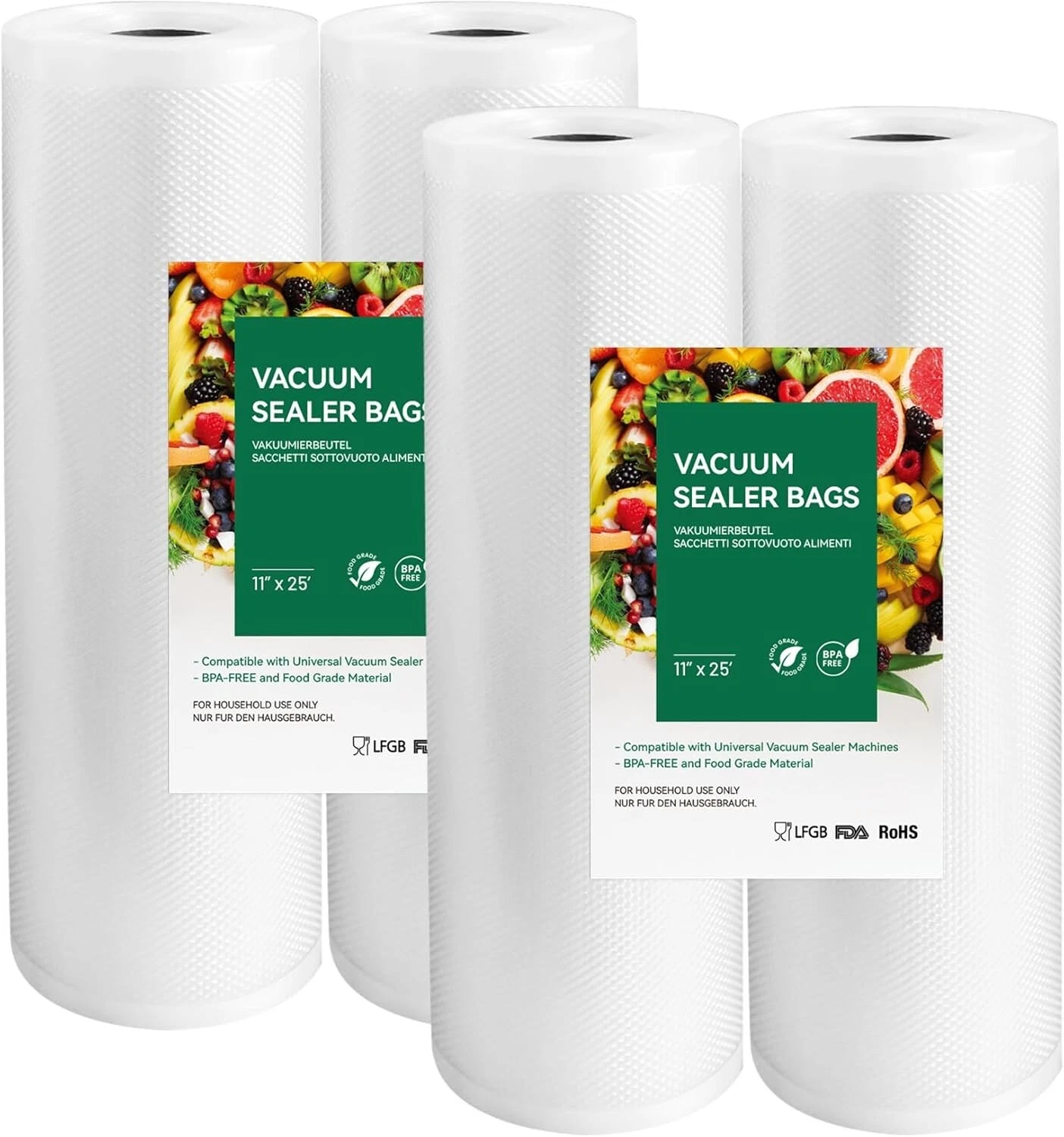 Vacuum Sealer Rolls Bags, 4 Rolls 11" x 25' Commercial Grade BPA Free Bag
Opens in a new window or t
