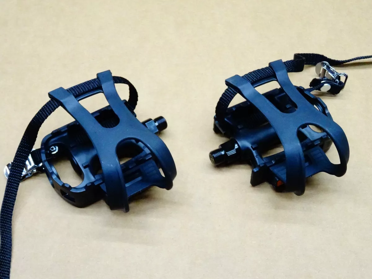 VP 872 Pedals With Toe Clips Straps Black Road Bike Gravel Adventure Unused