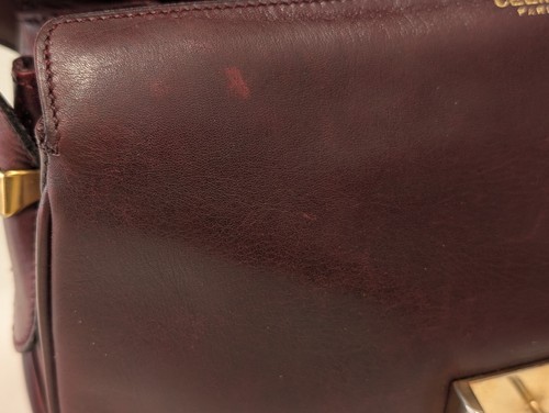 Read! CELINE Shoulder Bag Horse Carriage Purse Leather Bordeaux Vintage Auth - Picture 19 of 24
