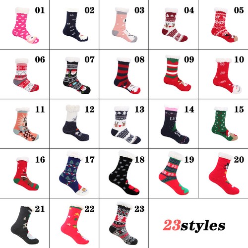 Unisex Weihnachten Winter warm weich Fleece dick rutschfest Slipper Boden Socken Geschenk - Bild 3 von 35