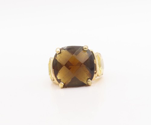 925 Sterling Silver Vintage Ring Rose Plated Smoky Quartz & Citrine Sz 8 RG29586 - Picture 2 of 8