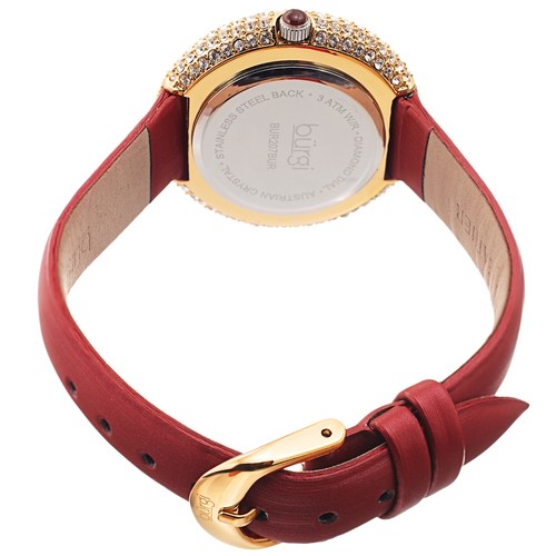 Women's Burgi BUR207 Swarovski Crystal Quilted Dial Satin Leather Strap Watch - Picture 27 of 32