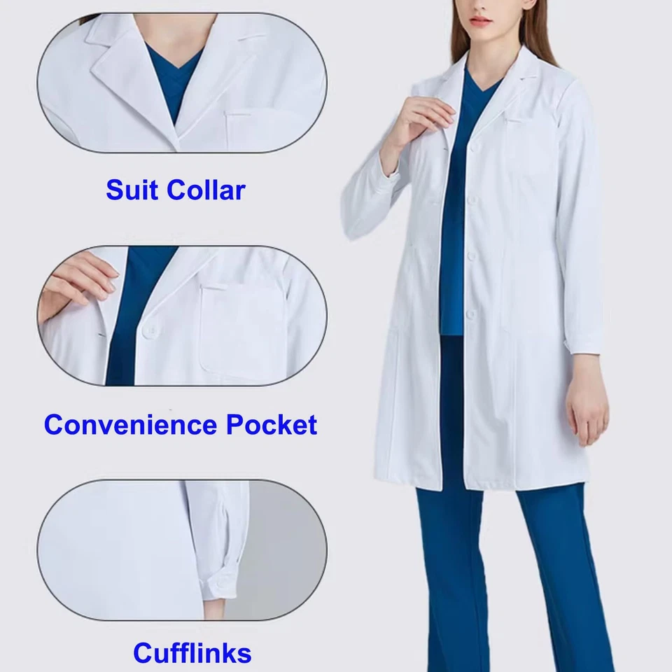 Laborkittel Damen - Laborkittel Baumwolle Weißer Arbeitskittel Kittel Langarm... - Bild 3 von 4