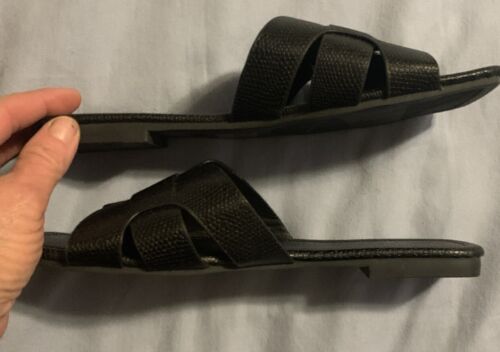Schwarze Damensandalen Slipper Sommer Freizeit flache Schuhe Größe 37 - Bild 6 von 8