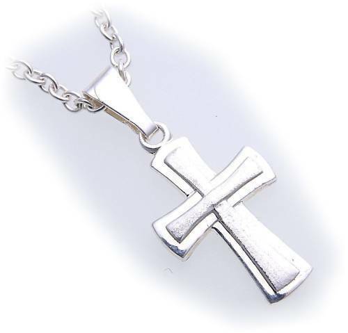 Anhänger Kreuz echt Silber 925 26 mm teilmattiert Sterlingsilber Unisex - Picture 2 of 2