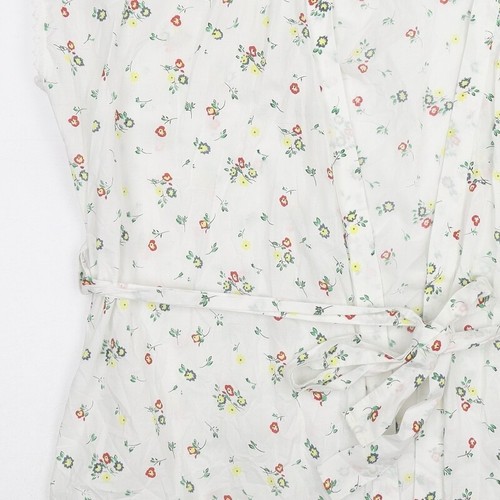 Topshop Womens White Floral Cotton Blend Kimono Blouse Size 6 - Picture 7 of 10