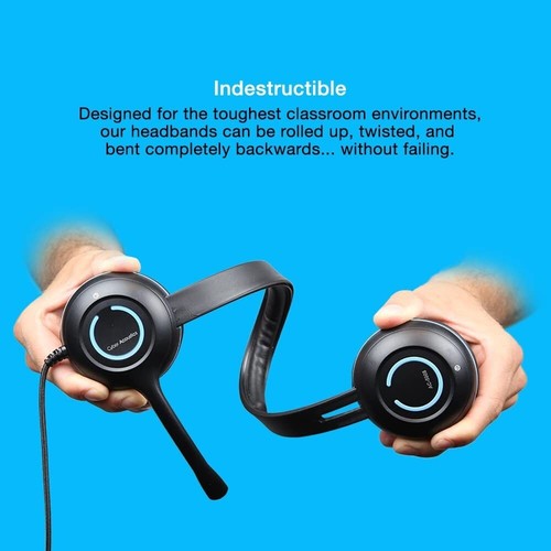 Cyber Acoustics AC-5008 USB Stereo Headset w/ Mic Headphones Student Education - Picture 3 of 6