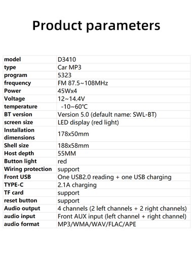 ESSGOO 1 Din Car Stereo MP3 Player Radio In-dash Head Unit TF/USB/AUX Bluetooth - Picture 11 of 13