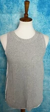 Ann Taylor Loft Women’s Gray Sleeveless Career Knit Front Sheer Back Top Sz S