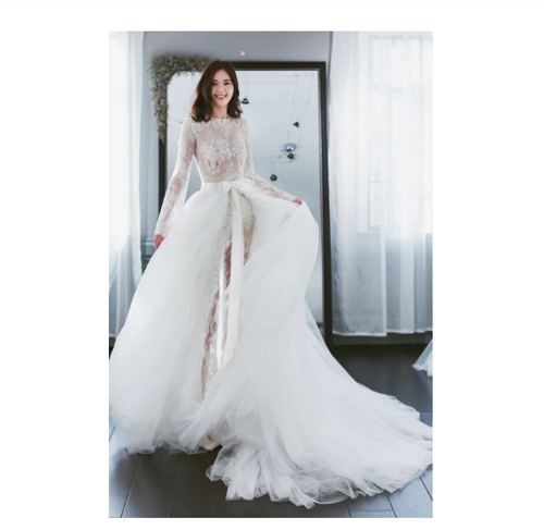 Langer abnehmbarer Schleppe Tüll Braut Petticoat Brautkleid eleganter Unterrock - Bild 7 von 7