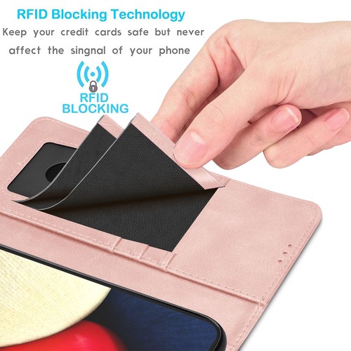 Funda billetera de cuero con soporte para tarjetas abatible con soporte para teléfono para teléfono para Samsung Galaxy A02S - Imagen 11 de 41