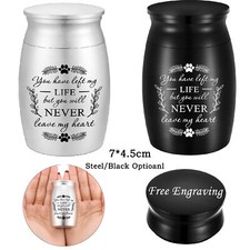 7 4.5cm Paw Print Olive Leaf Stainless Steel Small Urn for Pet Ashes Keepsake