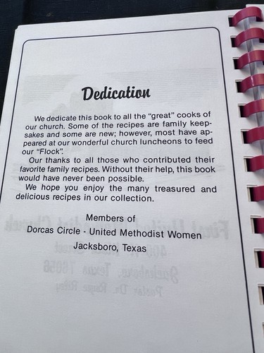 Jacksboro Texas 1989 Feeding The Flock 1st United Methodist Church Rare Cookbook - Foto 5 di 8