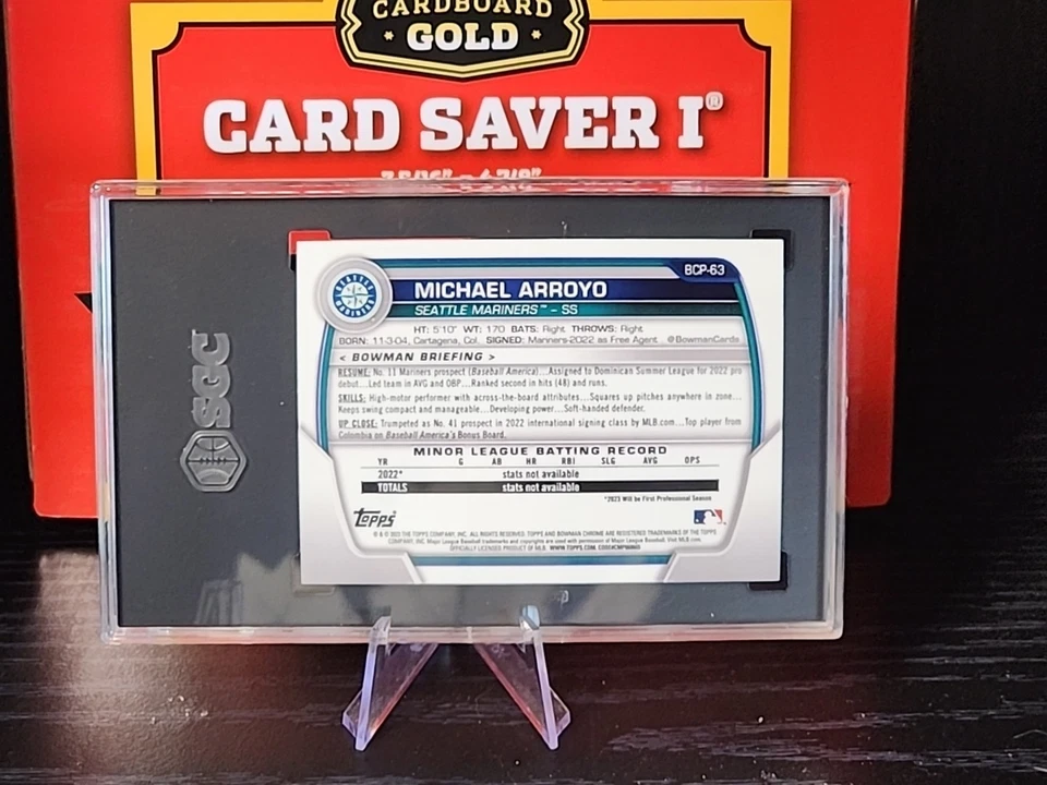 2023 Bowman - Chrome Prospects Atomic Refractor #BCP-63 Michael Arroyo (RC) SGC! - Image 3 of 4