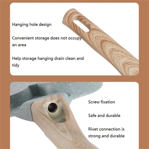 4 Loch Tasse Ei Hamburger Pfannkuchen Maker Antihaft Bratpfanne mit Holzgriff - Bild 8 von 12