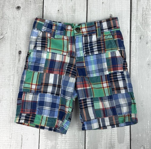 Janie & Jack Boys Size 5 Plaid Patchwork Shorts Adjustable Waist 0209 - Picture 1 of 6