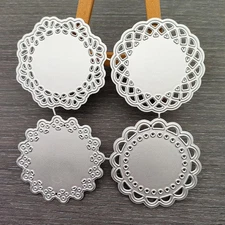 Lace Doily Circle Metal Cutting Dies,4Pcs Mini Lace Flower Border Cutting Dies C