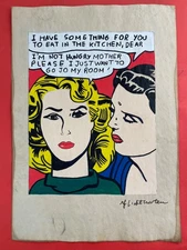 Roy Lichtenstein (Handmade) Drawing On Old Paper signed and stamped
