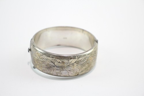 Sterling Silver Bangle Antique Foliate (41g)