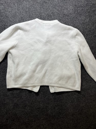 J crew Odette Cardigan Maglione Donna L Bianco Maglia Cavo Carriera Maturo Preppy - Foto 4 di 4
