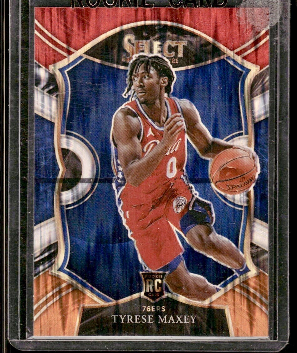 TYRESE MAXEY 2020-21 PANINI SELECT RED WHITE ORANGE FLASH RC CONCOURSE CARD #83