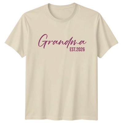 Oma Est.2026 Damen T-Shirt Neu Oma Familie Baby Reveal Geschenk für Sie
