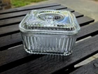 Vintage Anchor Hocking Clear Ribbed Refrigerator Square Dish w/ Lid
