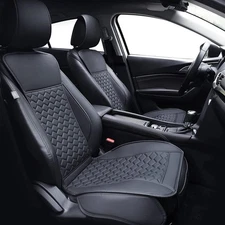 Elantrip 2PCs Front Car Seat Covers Leather Water Covers, Black 