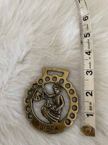 Vintage Brass Medallion Solid Golden Libra Sign 1930s English Made Rare Astrolo - Picture 4 of 5